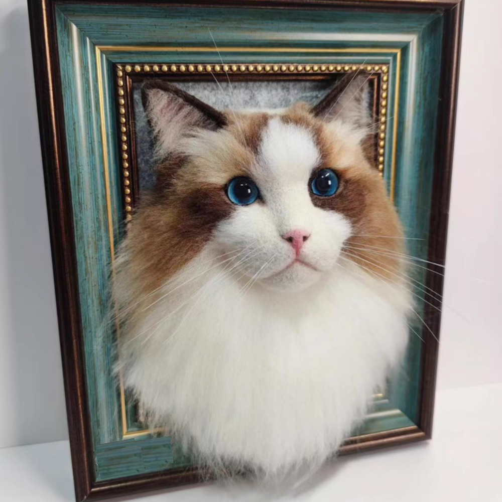 Custom Needle-Felted Pet Cat Replica | Handmade from Your Pet’s Photo