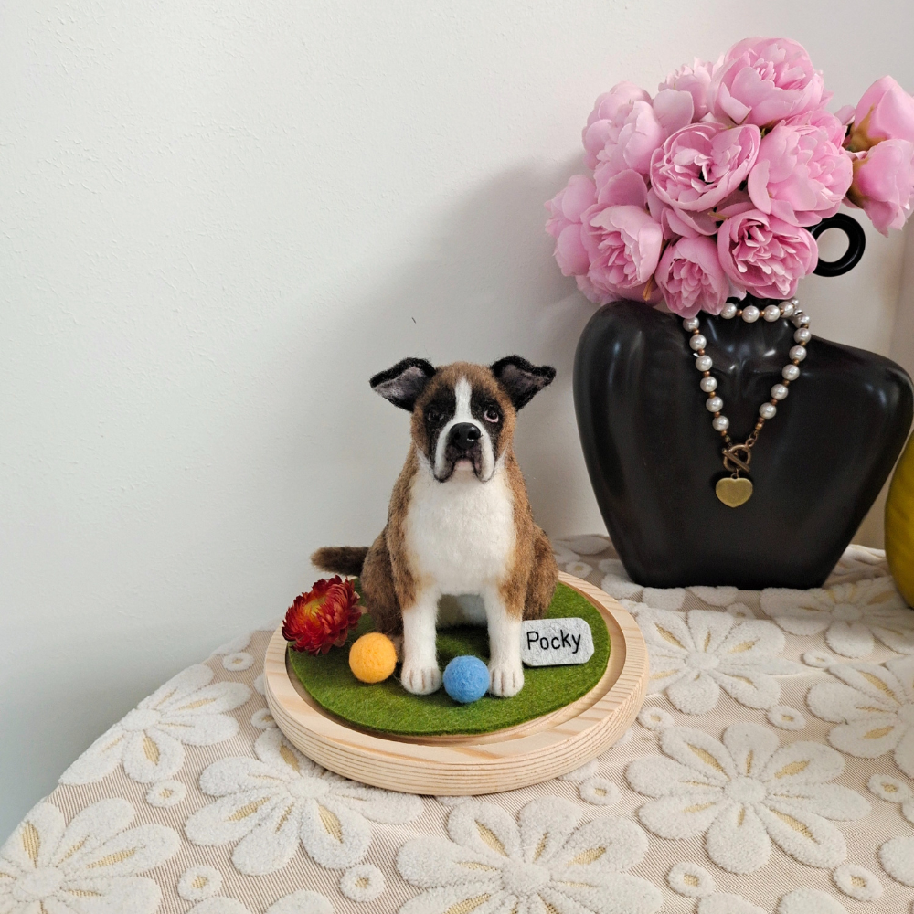 Custom Needle-Felted Pet Dog Replica | Handmade from Your Pet’s Photo