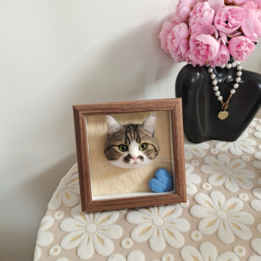Custom Needle-Felted Pet Frame Replica | Handmade from Your Pet’s Photo