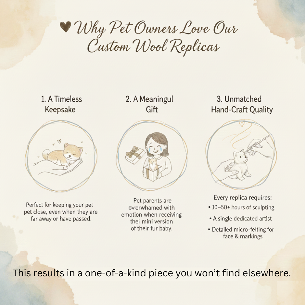 Custom Needle-Felted Pet Dog Replica | Handmade from Your Pet’s Photo